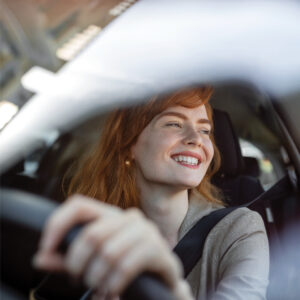 girl happy to buy a car